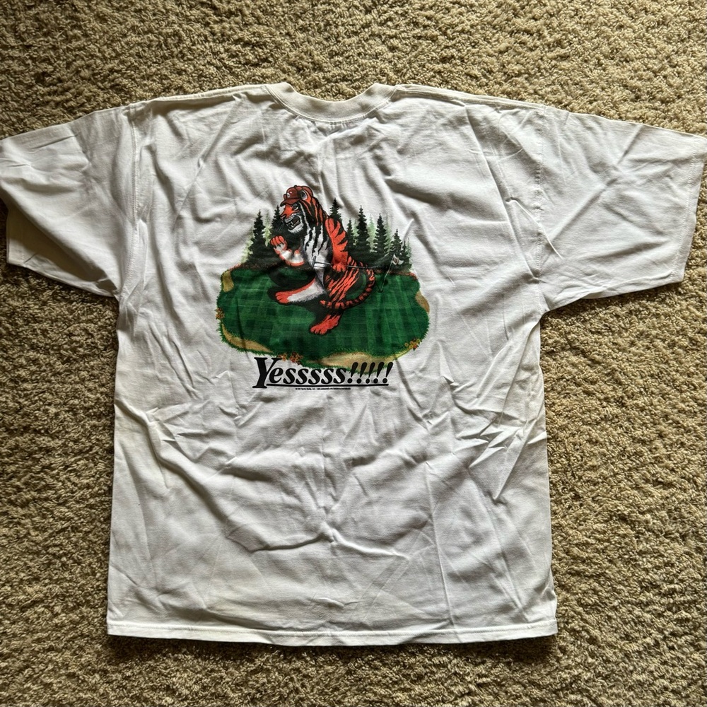 Gildan White Tee with Tiger and Forest Design